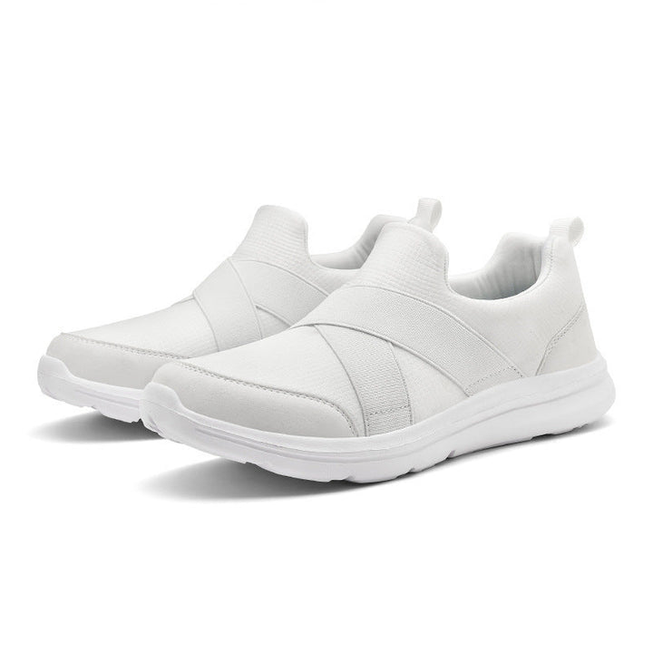 Women nan elastic Slip-On comfort sneaker with breathable knit upper, crossed stretch straps and cushioning EVA sole Mune Fashion