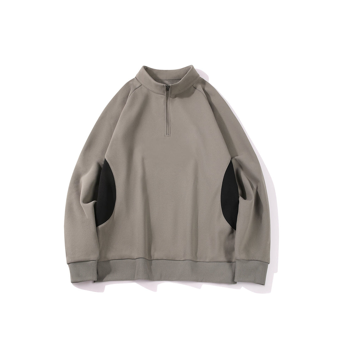 Herren Halbzip‑Sweatshirt mit Stehkragen und kontrastseitigen Einsätzen Mune Fashion