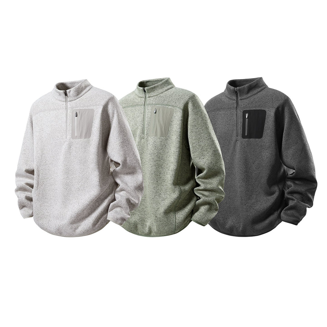 Herren Halbzip-Fleecepullover mit Brustreißverschlusstasche und Stehkragen Mune Fashion
