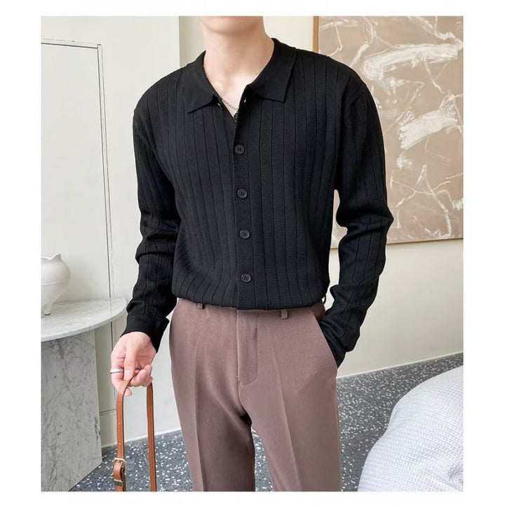 Men's Elegant Long Sleeve Polo Shirt with Structure Mune Fashion