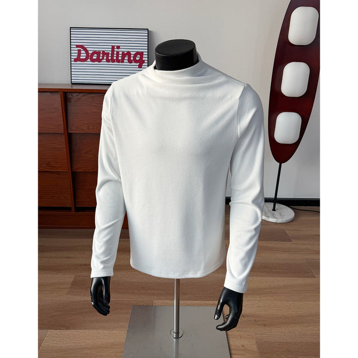 Men's Fine Stretch Long Sleeve Shirt with Short Stand-Up Collar and Slim Silhouette Mune Fashion