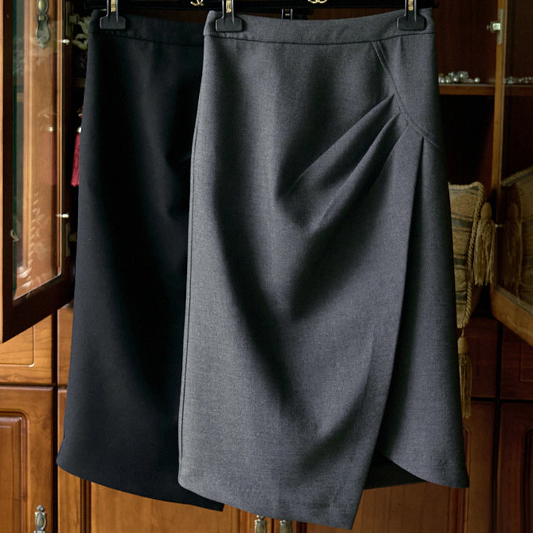 Women's midi skirt with wrap effect and discreet knife pleat Mune Fashion