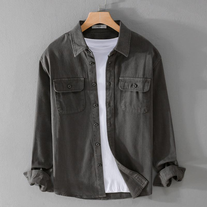 Men's Light Cotton Twill Overshirt with Chest Pockets and Relaxed Fit Mune Fashion