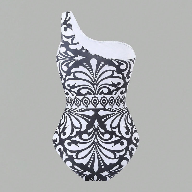 Ladies' One-Piece Swimsuit with Elegant Asymmetrical Design and Matching Pants Mune Fashion
