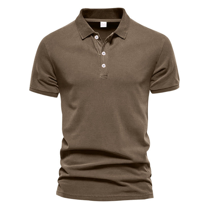 Men's breathable cotton polo shirt short sleeves with classic collar and ribbed cuffs Mune Fashion