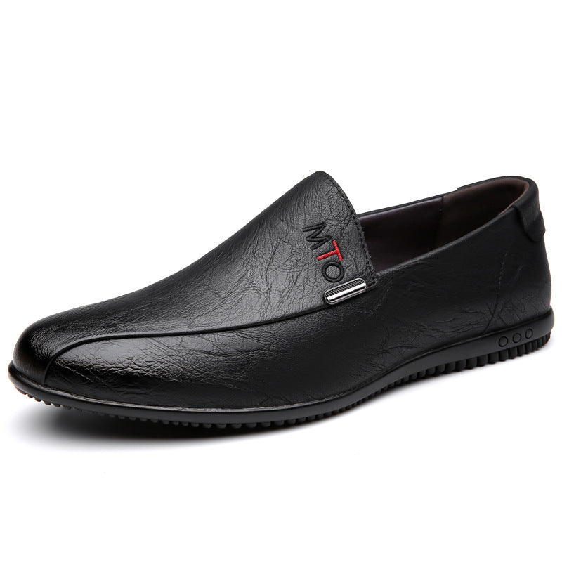 Men's Elegant Leather-Look Loafers with Flexible Nubby Rubber Sole Mune Fashion