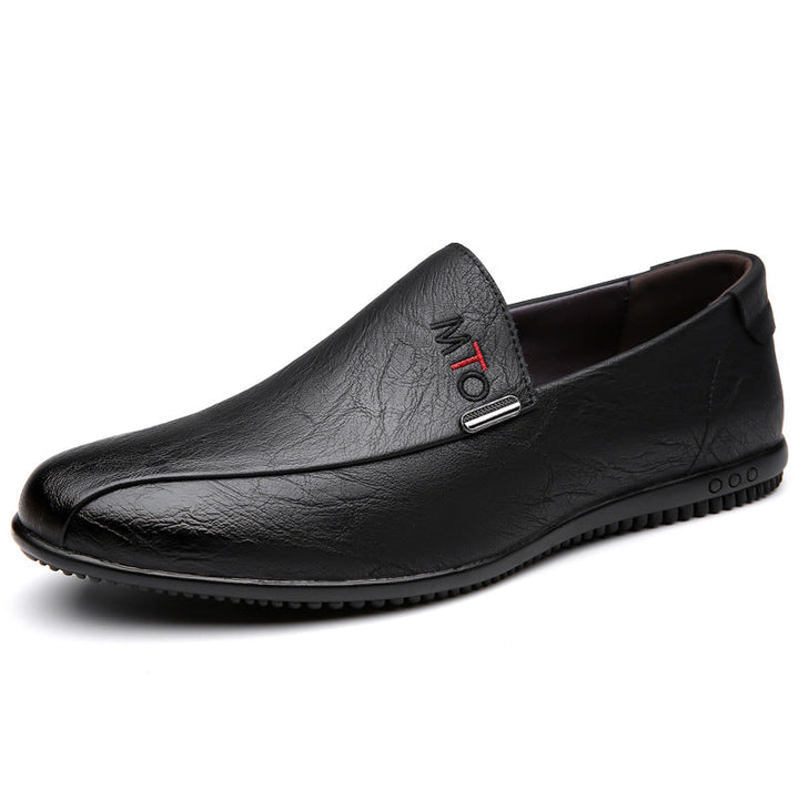 Men's Elegant Leather-Look Loafers with Flexible Nubby Rubber Sole Mune Fashion