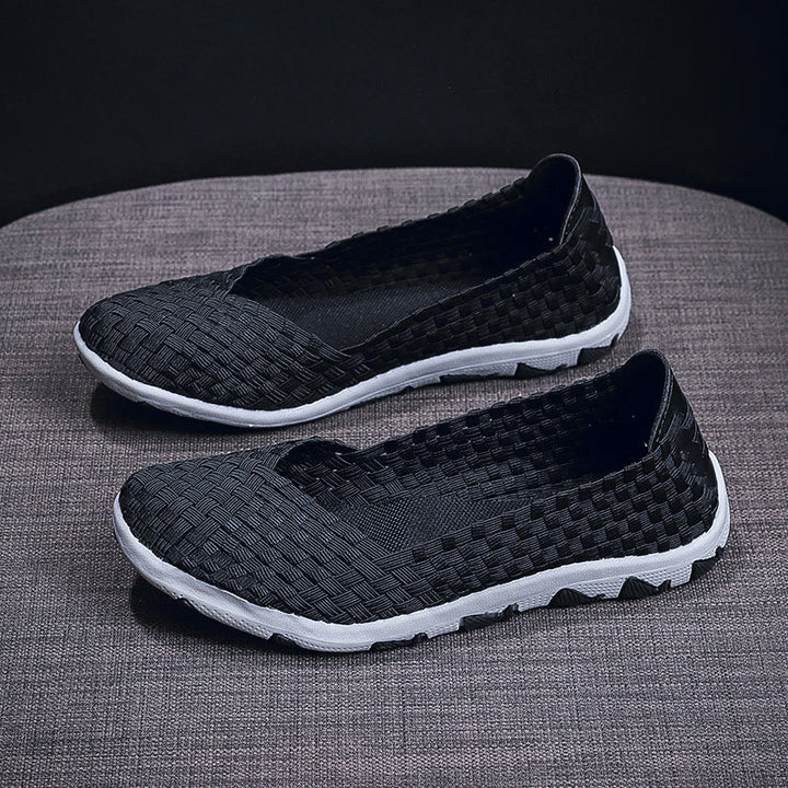 Women's knitted slip-on casual shoe with braided upper material and non-slip flexible sole Mune Fashion