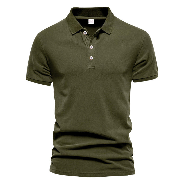 Men's breathable cotton polo shirt short sleeves with classic collar and ribbed cuffs Mune Fashion