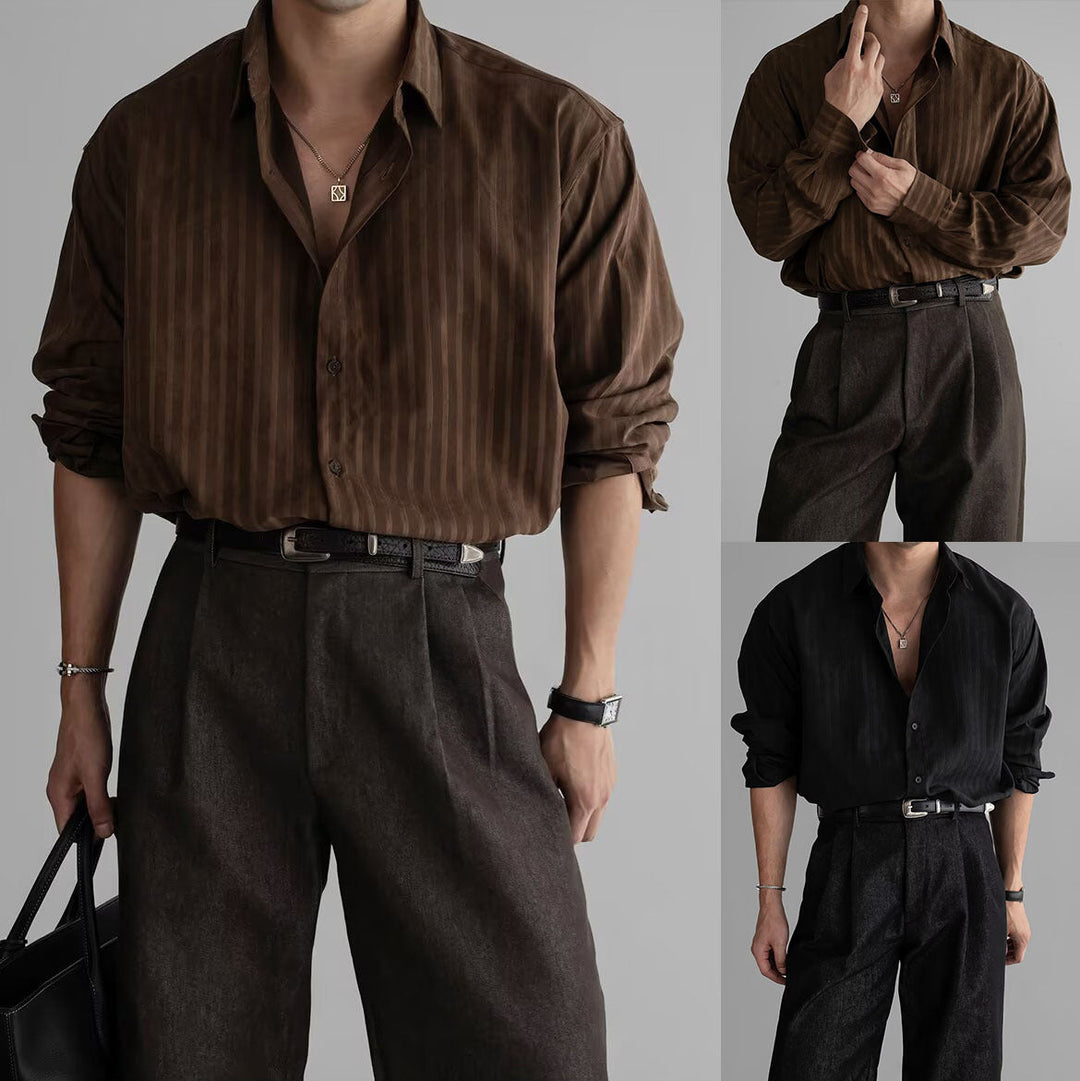 Men's Elegant Shirt with Fine Ribbed Texture Mune Fashion