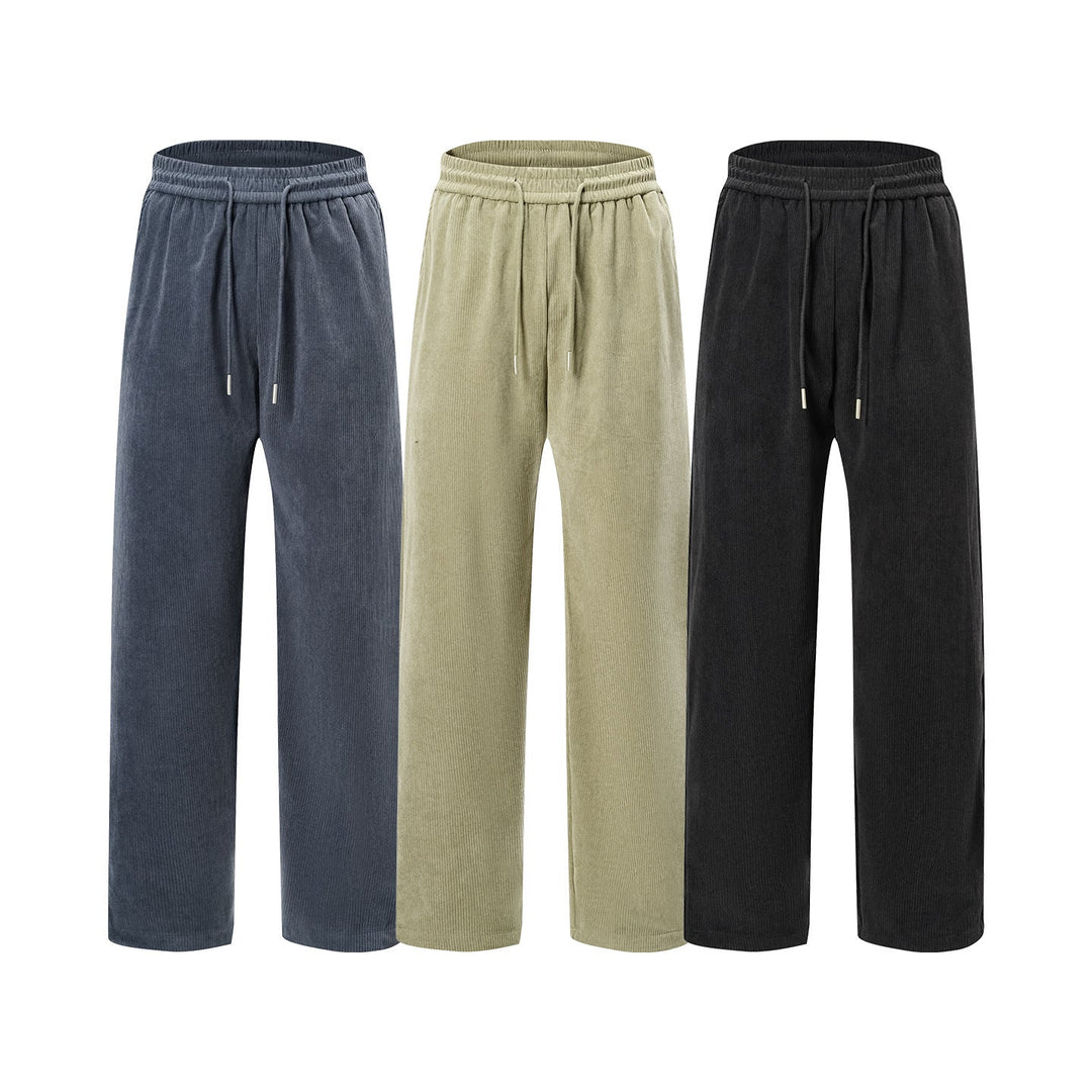 Damen Cordhose mit weitem Bein, elastischem Bund und Kordelzug Mune Fashion