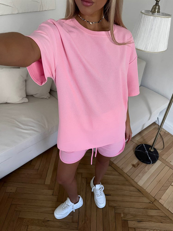 Casual T-Shirt and Shorts Set with Loose Fit