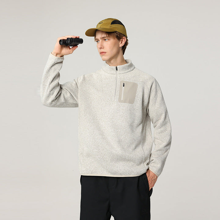 Herren Halbzip-Fleecepullover mit Brustreißverschlusstasche und Stehkragen Mune Fashion