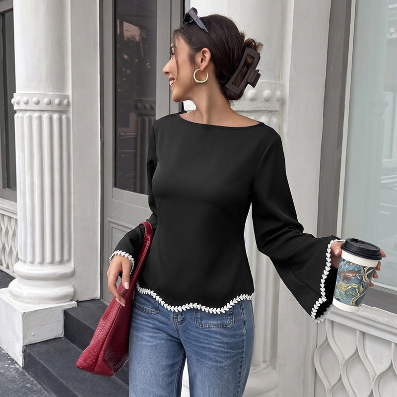 Women Elegant Top with Lace Details Mune Fashion