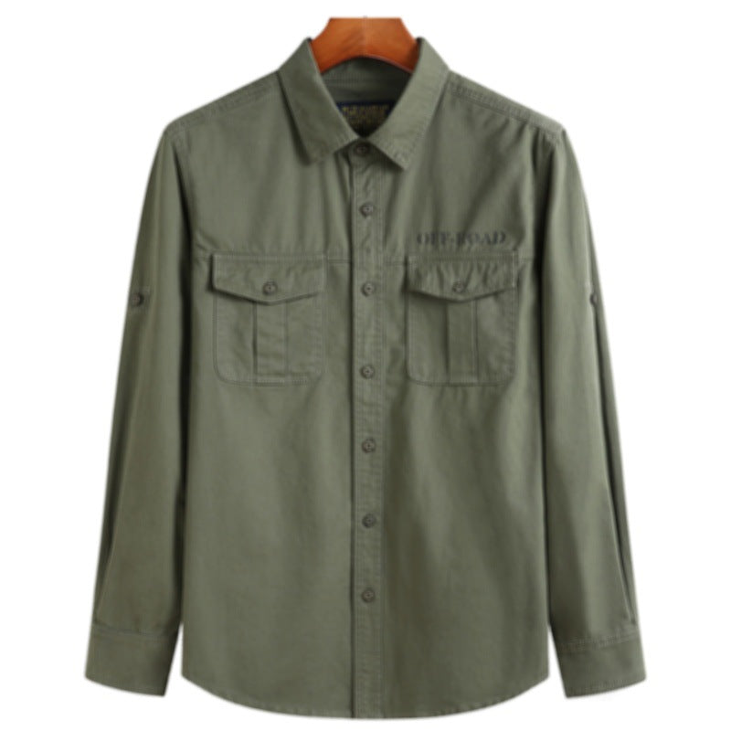 Men's Nan Safari outdoor shirt with reinforced flap pockets, roll-up sleeves, and durable cotton blend Mune Fashion