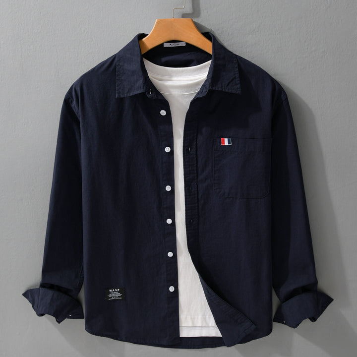 Men's lightweight cotton overshirt in shirt jacket style with chest pocket and soft-touch Mune Fashion