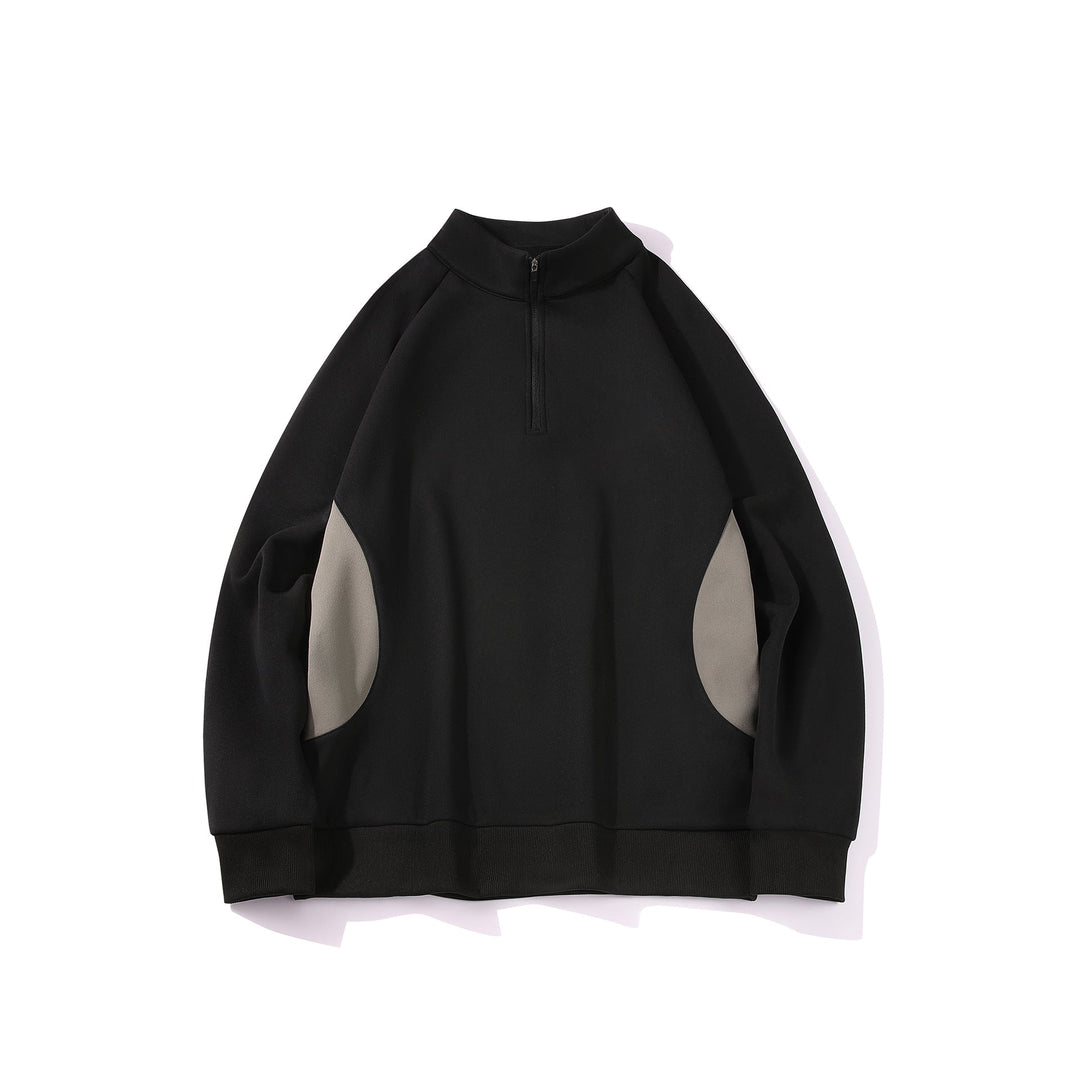 Herren Halbzip‑Sweatshirt mit Stehkragen und kontrastseitigen Einsätzen Mune Fashion