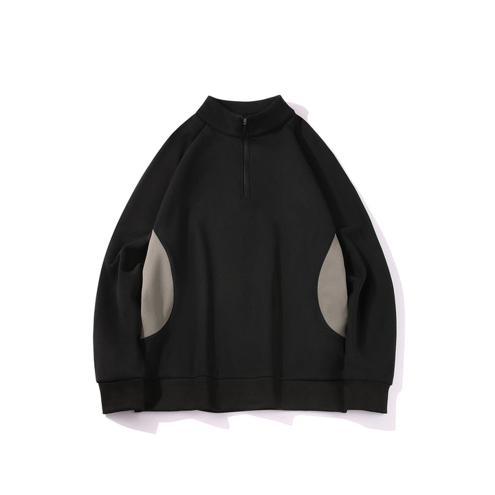 Herren Halbzip‑Sweatshirt mit Stehkragen und kontrastseitigen Einsätzen Mune Fashion