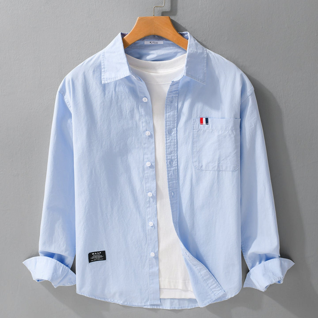 Men's lightweight cotton overshirt in shirt jacket style with chest pocket and soft-touch Mune Fashion