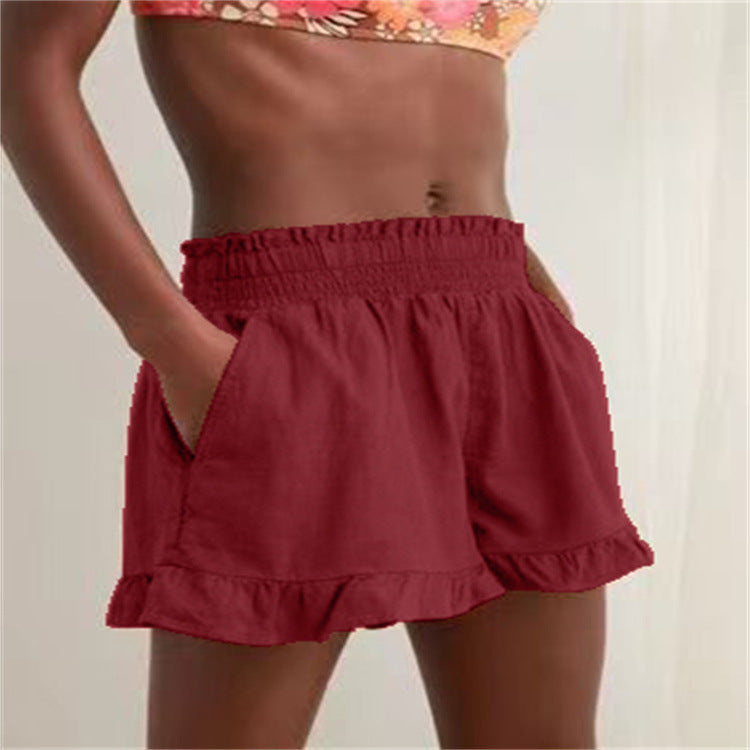 Women's Casual Summer Shorts with Elastic Waist and Voluminous Hem