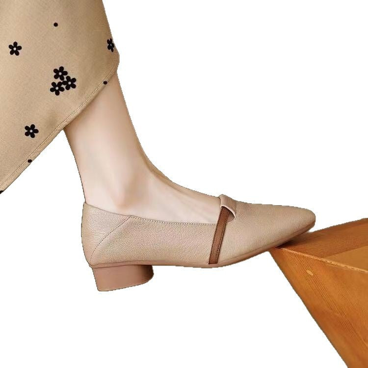 Elegant Women's Ballet Flats with Comfortable Block Heel and Fashionable Strap