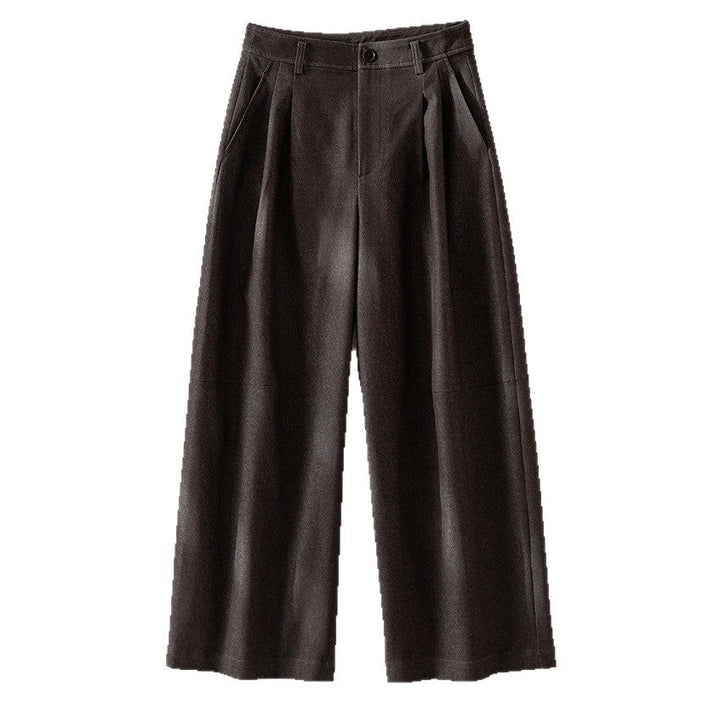 Women's Wide Pleated Trousers with High Waist and Cropped Cut Mune Fashion