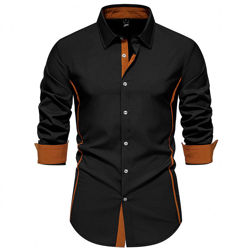 Men's Contrast Trim Slim-Fit Business Shirt with Cuffs Mune Fashion