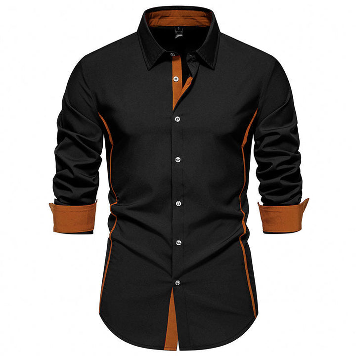 Men's Contrast Trim Slim-Fit Business Shirt with Cuffs Mune Fashion