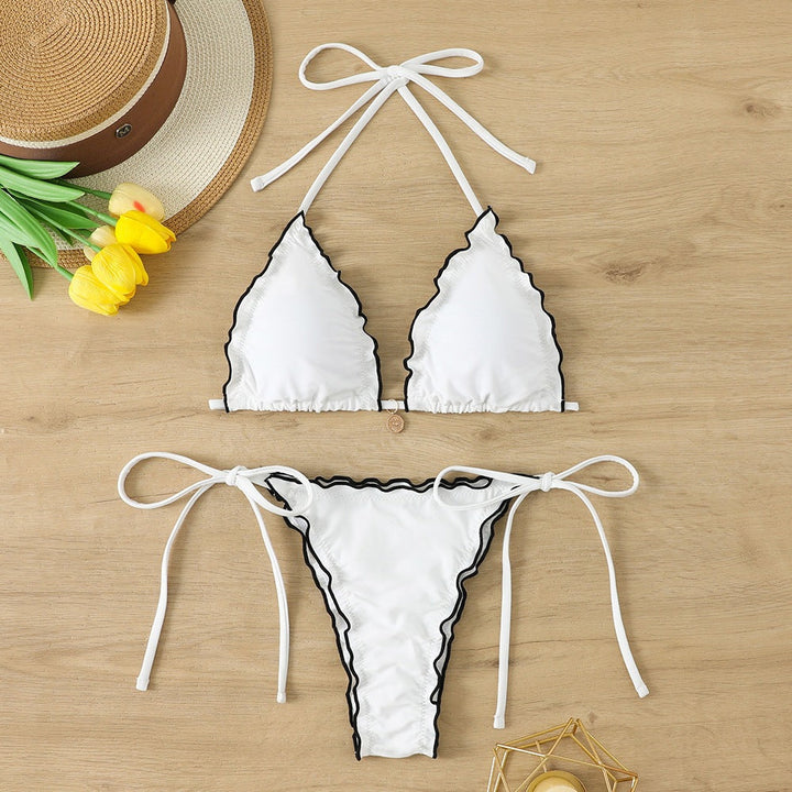 Women Triangle Bikini Set with playful ruffle detail Mune Fashion