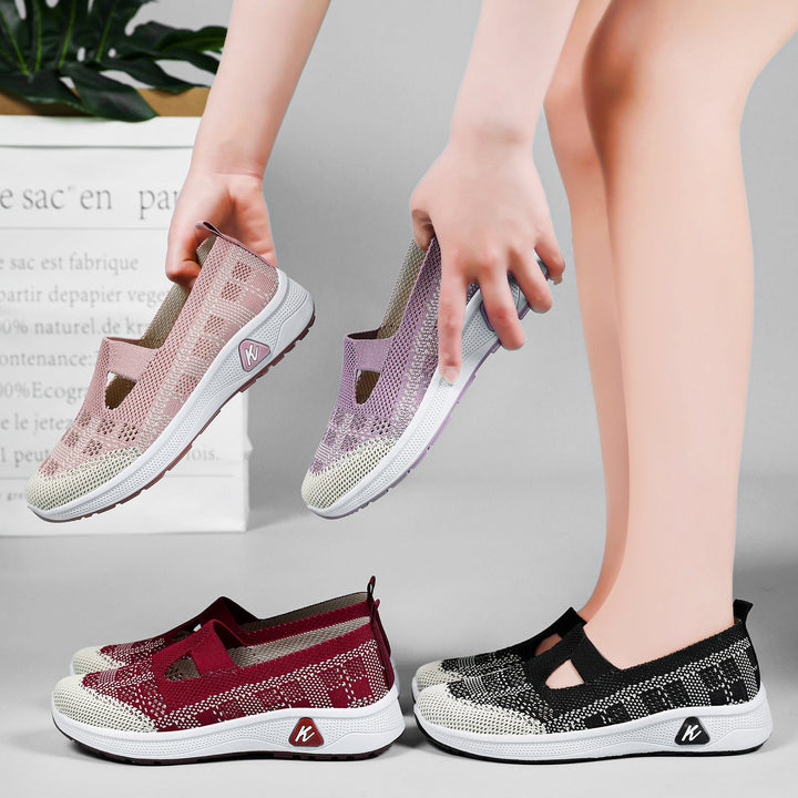 Women's Elastic Slip-On Sneakers with Breathable Knit Design