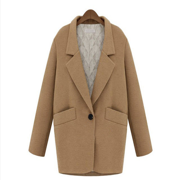 Women Oversized Wool Blend Short Coat with Quilted Lining and Flap Pockets Mune Fashion