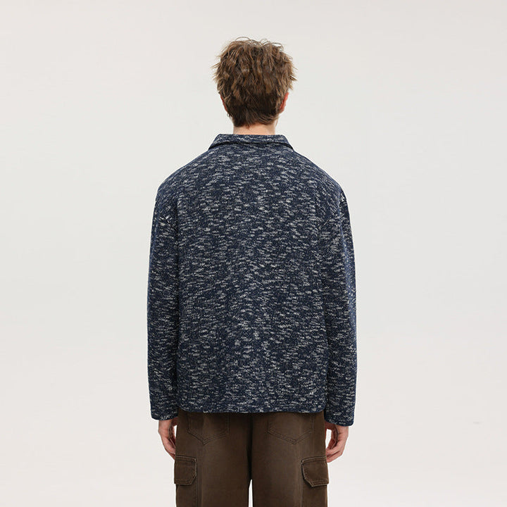Herren Grobstrick-Kragenpullover mit V-Ausschnitt und Relaxed‑Fit Mune Fashion