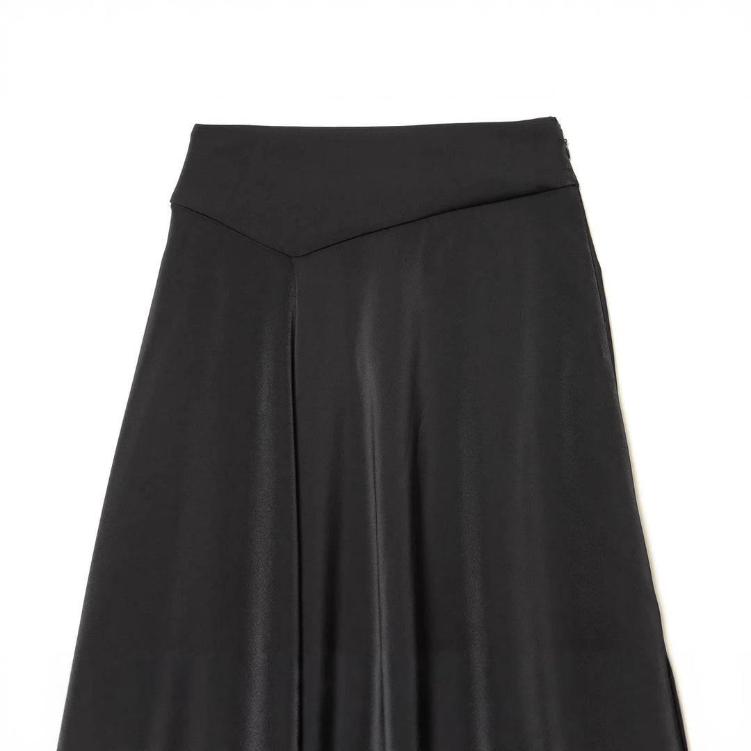 Women's nano asymmetrical midi skirt with high waistband and delicate lace edge Mune Fashion