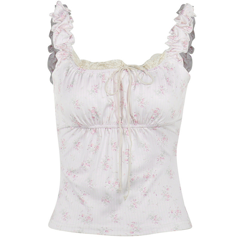 Women's Nightdress with Delicate Lace Decoration and Playful Ruffles
