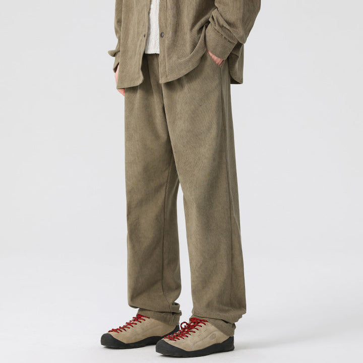 Damen Cordhose mit weitem Bein, elastischem Bund und Kordelzug Mune Fashion