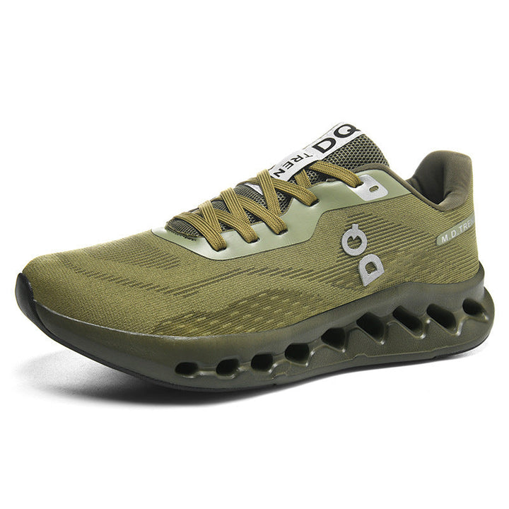 Men's trail-inspired comfort sneaker with ventilated hollow chamber cushioning and seamless knit upper Mune Fashion