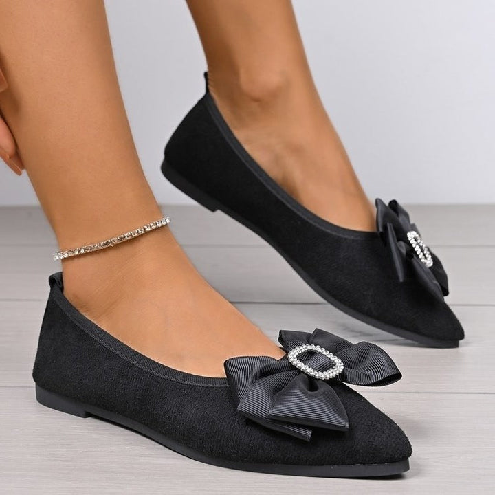 Elegant Women's Ballet Flats with Glamorous Bow Detail