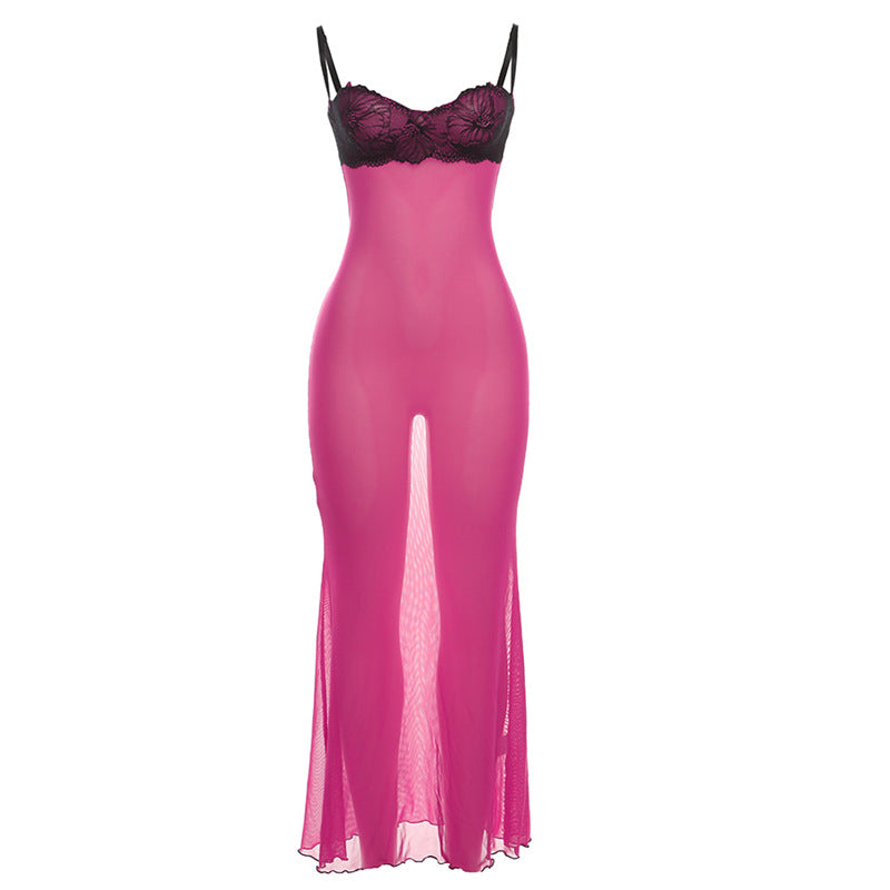 Elegant and Seductive Sheer Lace Nightgown