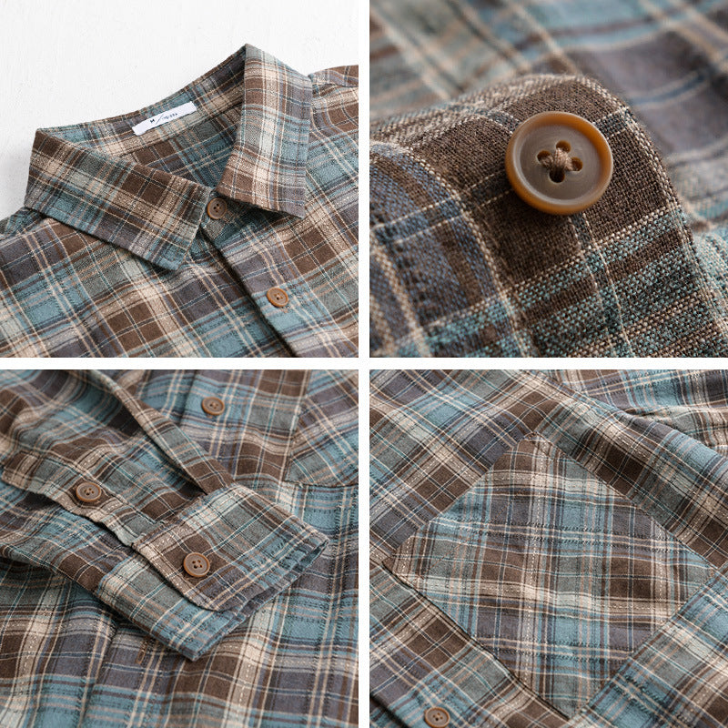Men's check flannel overshirt made of brushed cotton flannel with patch chest pockets Mune Fashion
