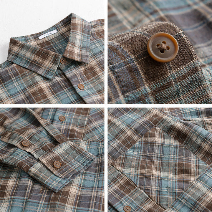Men's check flannel overshirt made of brushed cotton flannel with patch chest pockets Mune Fashion