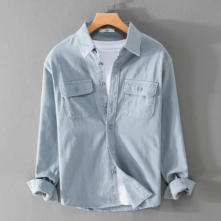 Men's Light Cotton Twill Overshirt with Chest Pockets and Relaxed Fit Mune Fashion