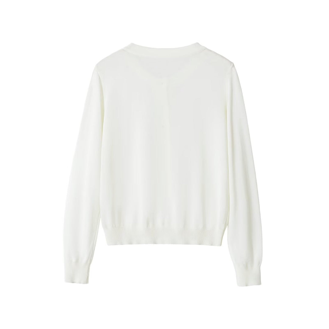 Ladies fine-knit henley pullover with button placket and ribbed hem Mune Fashion