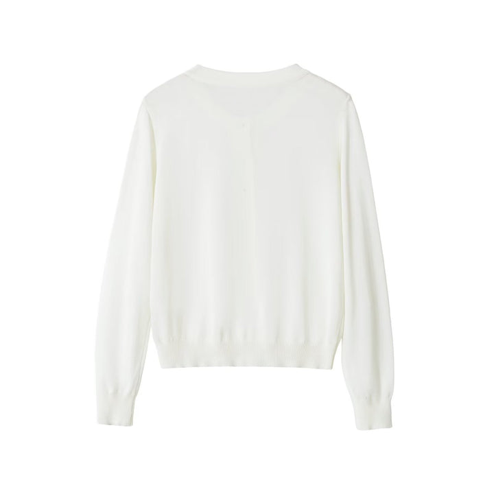 Ladies fine-knit henley pullover with button placket and ribbed hem Mune Fashion