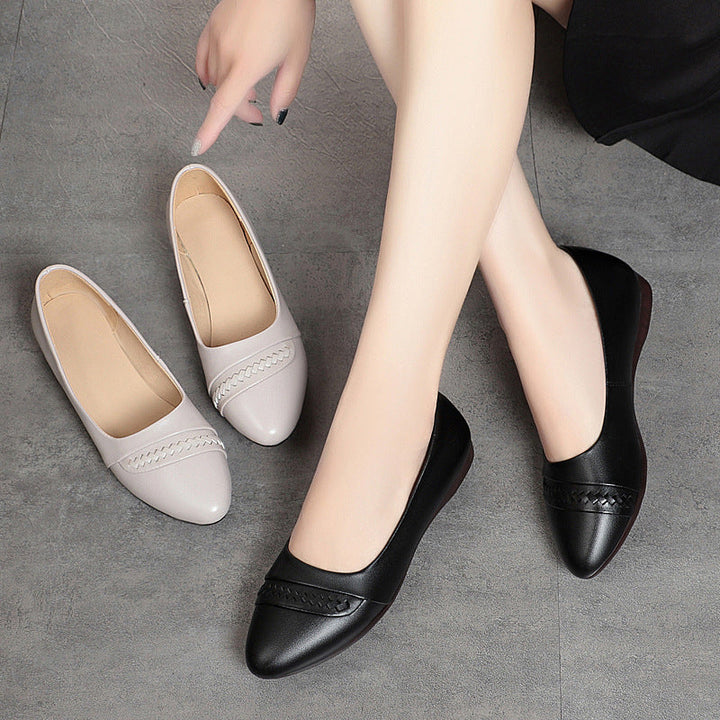 Elegant Women's Ballet Flats with Woven Detail and Flexible Footbed