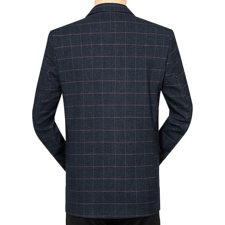 Men's Checked Slim-Fit City Blazer with Window Check and Flap Pockets Mune Fashion