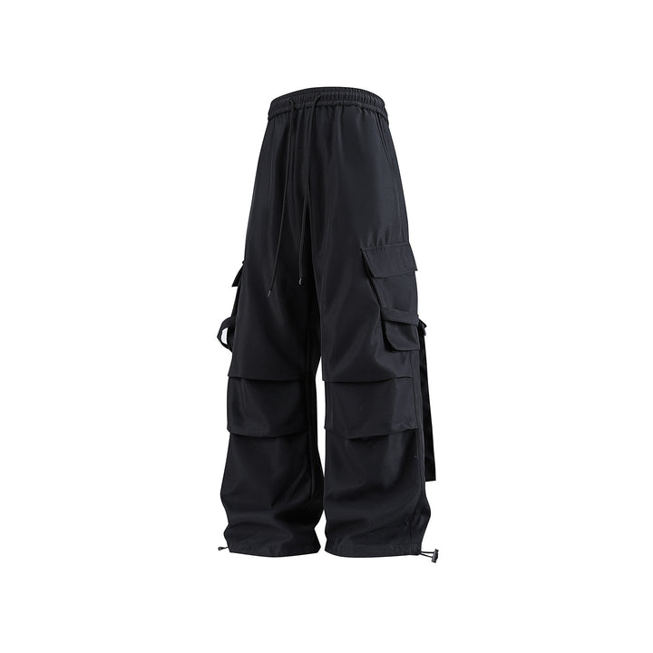 Herren Baggy‑Cargo‑Hose mit modularen Klappfächern, Band‑Details und Kordelbund Mune Fashion