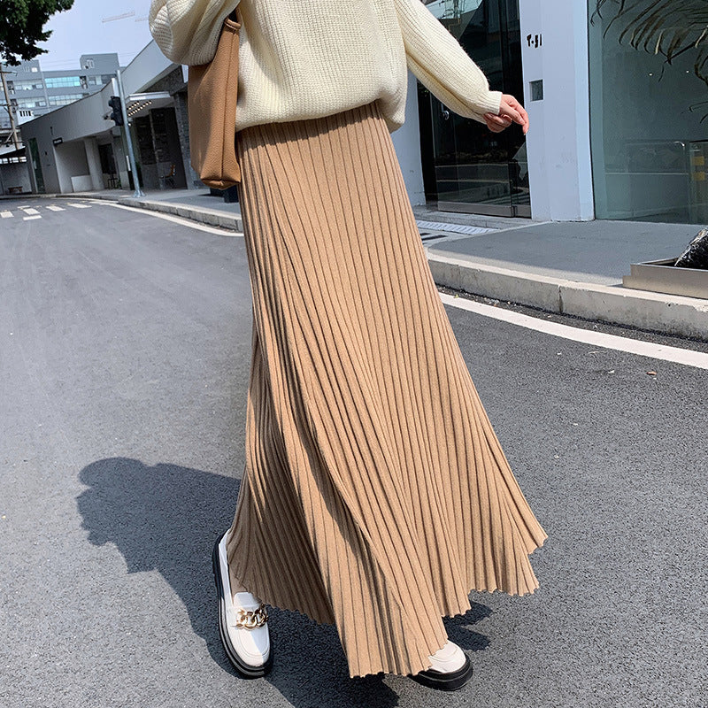 Women's Pleated Maxi Skirt with Elegant Wave Pattern Mune Fashion