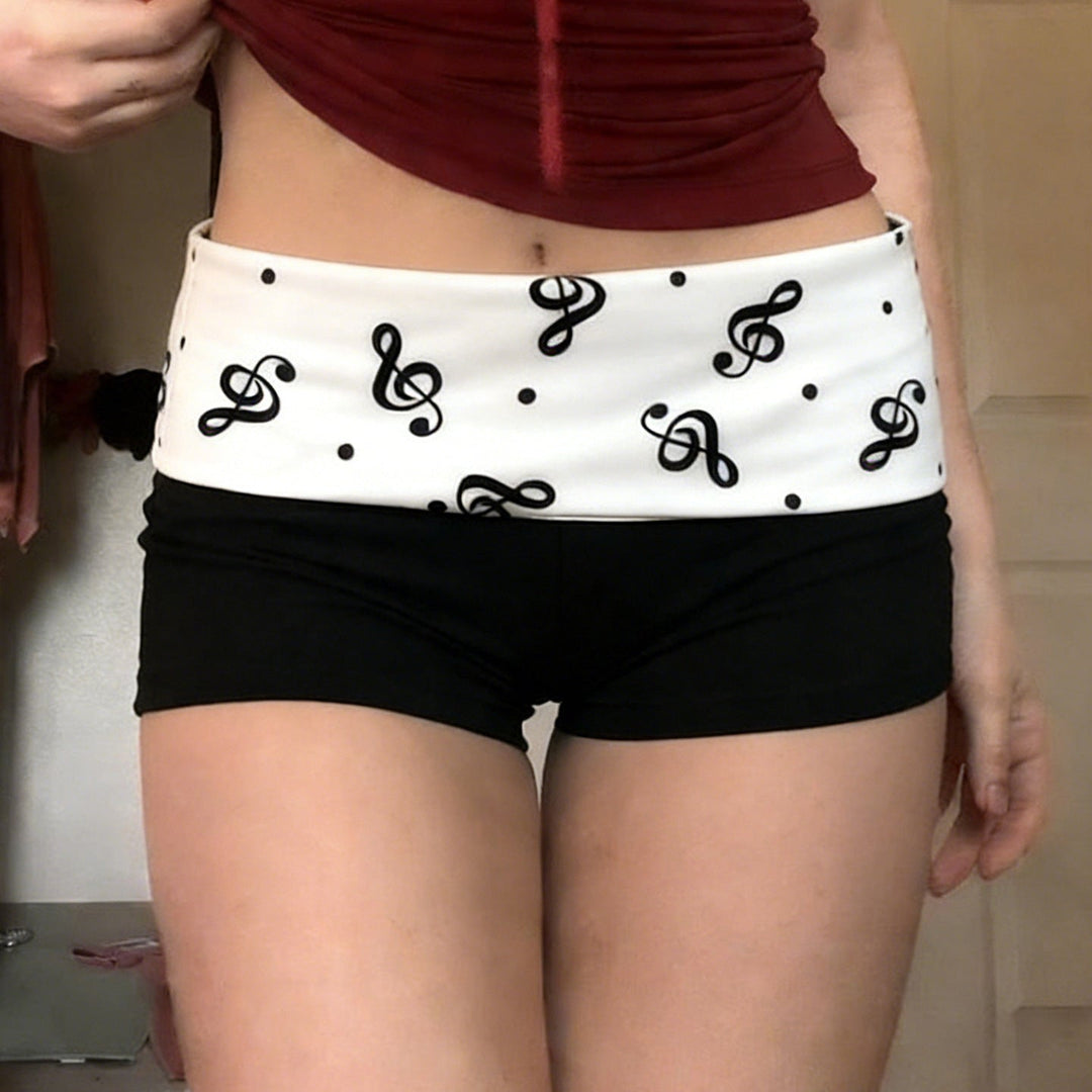Women's Swim Shorts with Musical Note Pattern