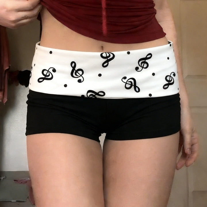 Women's Swim Shorts with Musical Note Pattern