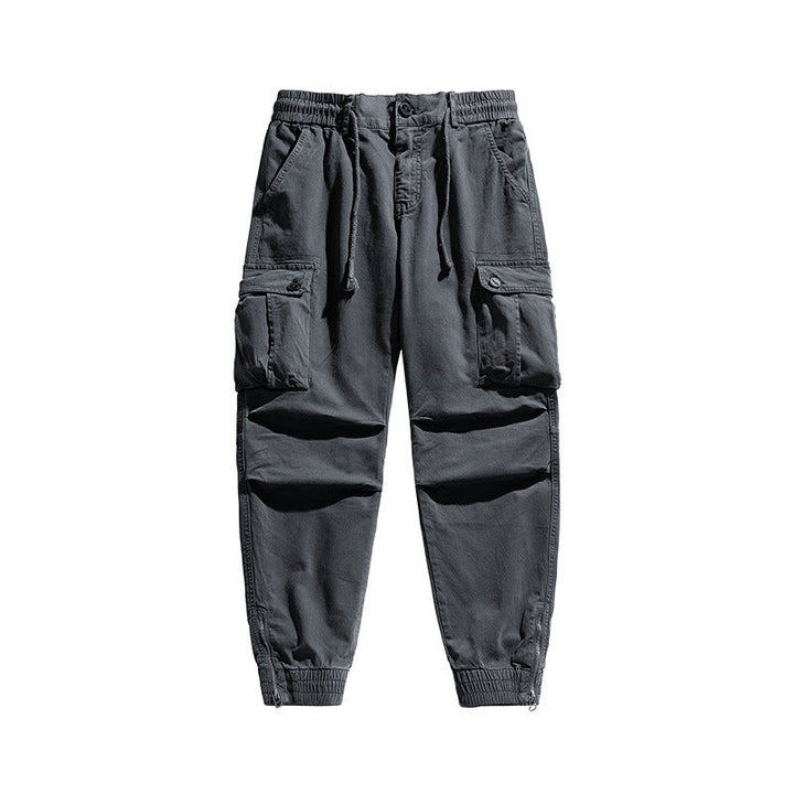 Herren Funktionale Cargohose im Joggerstil mit Tunnelzugbund, aufgesetzten Klapptaschen und Reißverschluss-Saum Mune Fashion